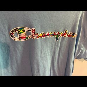 american flag champion shirt. turquoise, LX